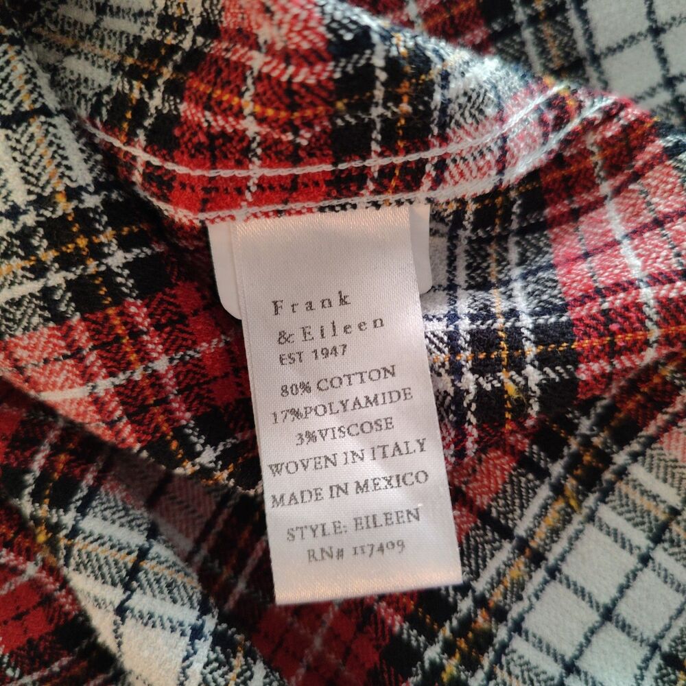 Frank & Eileen Plaid Button Front Shirt Made in Italy Womens XL Style Eileen - Picture 6 of 7